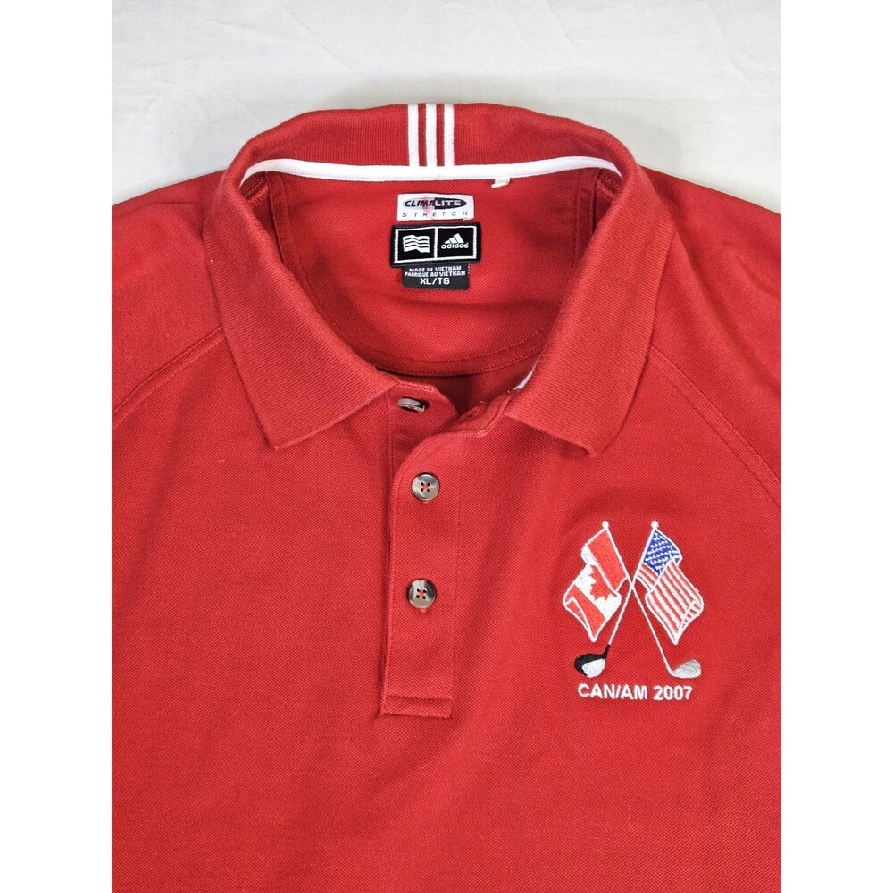 Adidas Shirt Men's XL Red Polo Golf Can/Am Cup 2007 Canada America Climalite
